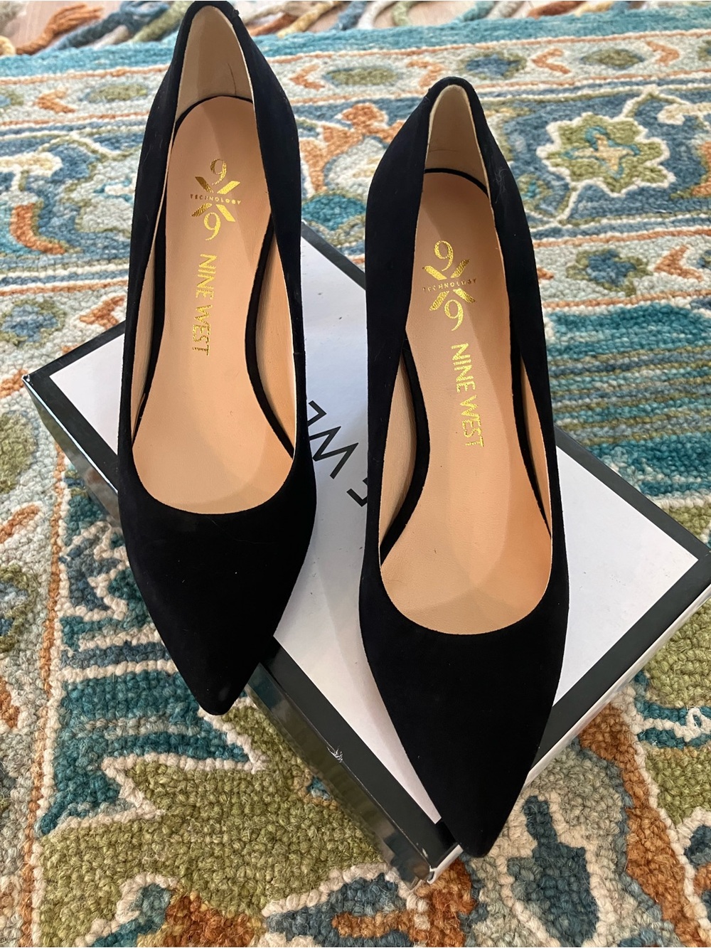 Nine West Black Suede Pointed Toe Pumps